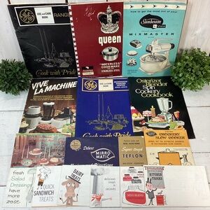 Lot of 15 Vintage Kitchen Appliances Instruction Manuals/Recipe Books